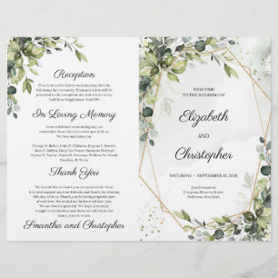Boho Eucalyptus Greenery Gold Geometric Program