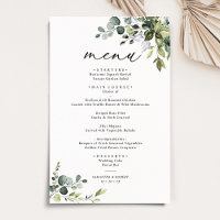 Boho Eucalyptus Greenery Simple Wedding Menu