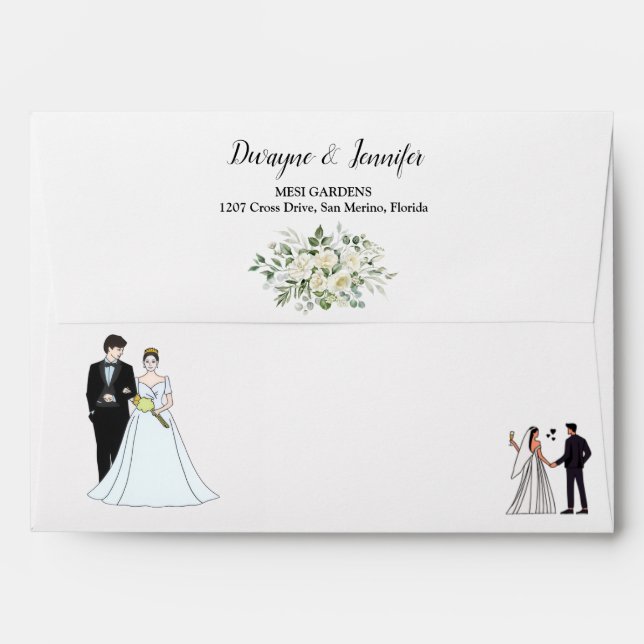 Boho Eucalyptus Greenery Summer Wedding Envelope (Back (Top Flap))