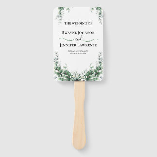 Boho Eucalyptus Greenery Summer Wedding Hand Fan