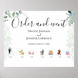 Boho Eucalyptus Greenery Summer Wedding Poster