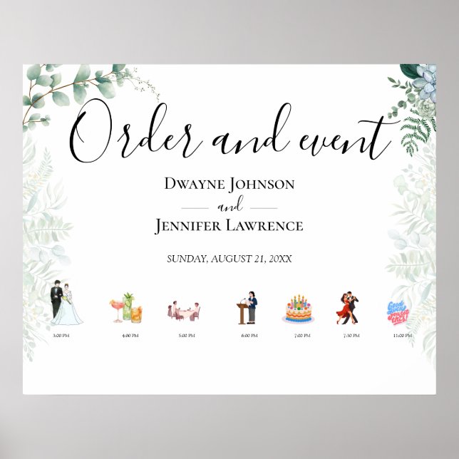 Boho Eucalyptus Greenery Summer Wedding Poster (Front)
