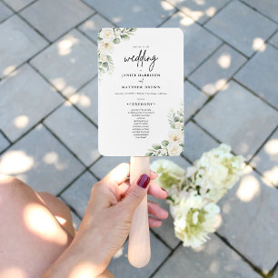 Boho Eucalyptus Greenery Wedding Ceremony Program  Hand Fan