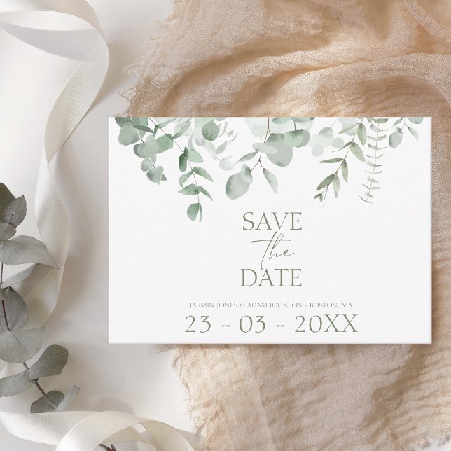Boho Eucalyptus Greenery Wedding Save the Date (Creator Uploaded)