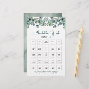 Boho Eucalyptus Leaves Baby Shower Bingo Game