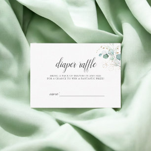 Boho Eucalyptus Leaves Baby Shower Diaper Raffle Enclosure Card