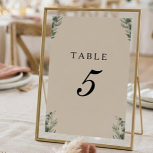 Boho Eucalyptus Leaves Wedding Table Number