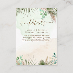 BOHO Eucalyptus Pampas Grass Greenery Wedding Enclosure Card