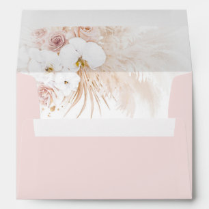 Boho Exotic Botanical Flowers and Pampas Grass Envelope