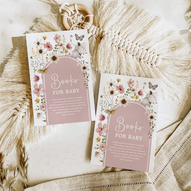 Boho Fairy Blush Wildflower Books for Baby Girl Enclosure Card (Creator Uploaded)