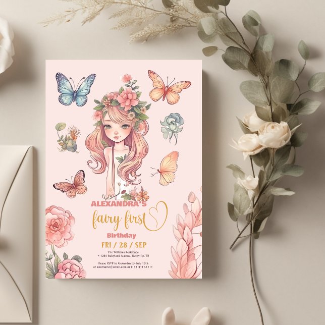Boho Fairy First Girl's 1st Birthday Invitation (Creator Uploaded)