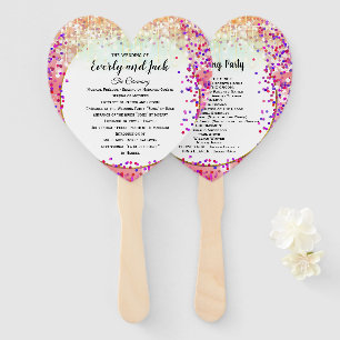 Boho Fairy Lights Mason Jar Pink Gold Wedding Hand Fan