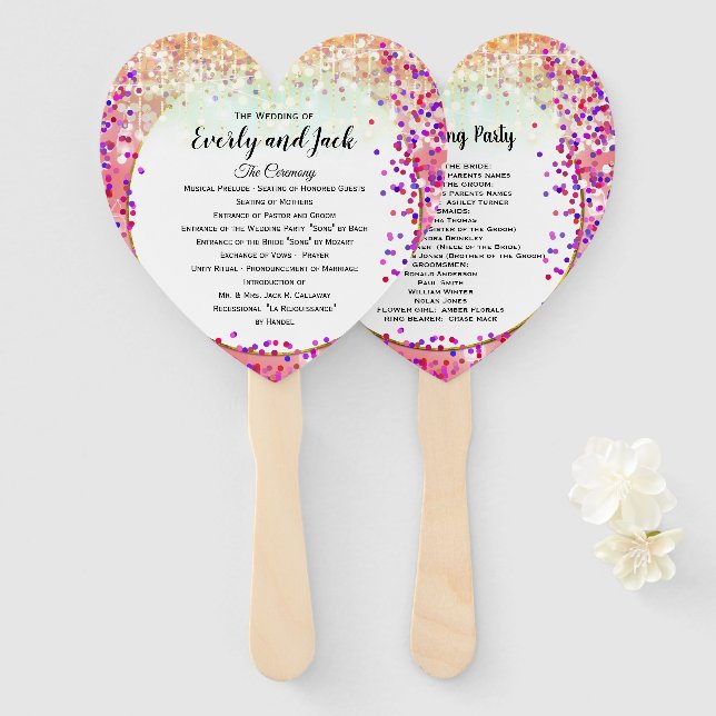 Boho Fairy Lights Mason Jar Pink Purple Gold Hand Fan (Front and Back)