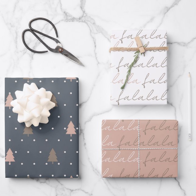 Boho Falalala Christmas Tree Wrapping Paper Sheets (Front)