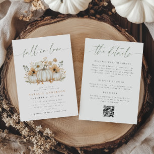 Boho Fall All in One QR Code Bridal Shower Invitation