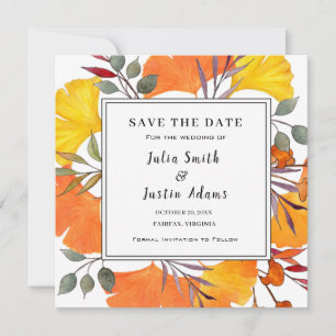 Boho fall autumn foliage  invitation