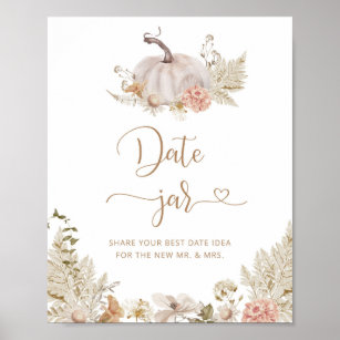 Boho Fall date night ideas. Boho pumpkin Date jar Poster