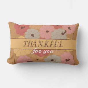Boho Fall Farmhouse Thankful Season 2 Thanksgiving Lumbar Cushion