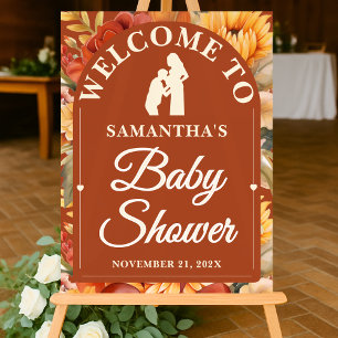 Boho Fall Floral Arch Baby Shower Welcome Acrylic Sign