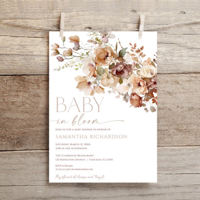 Boho fall floral baby bloom baby shower invitation (Creator Uploaded)