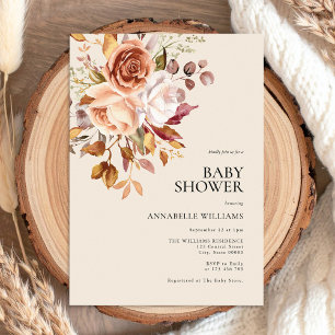 Boho Fall Floral Baby Shower Invitation