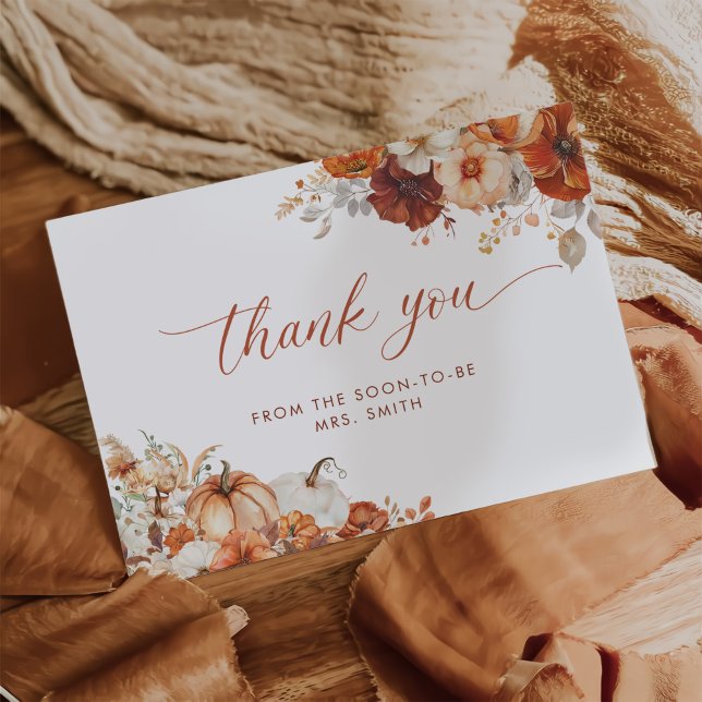 Boho Fall Floral Bridal Shower Thank You Card (Creator Uploaded)
