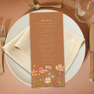 Boho Fall Floral Burnt Orange Wedding Menu