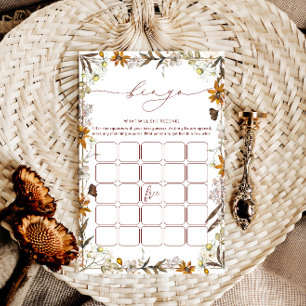 Boho Fall Floral Frame Bridal Bingo Shower Game