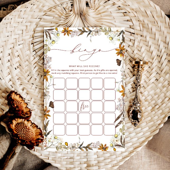 Boho Fall Floral Frame Bridal Bingo Shower Game  (Creator Uploaded)