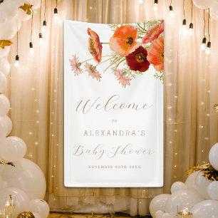 Boho Fall Floral Personalized Baby Shower Welcome Banner