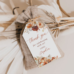 Boho Fall Floral Pumpkin Baby Shower  Gift Tags