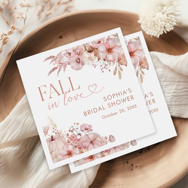 Boho Fall Floral Pumpkin Bridal Shower Napkin (Creator Uploaded)