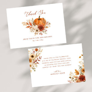 Boho Fall Floral Pumpkin Bridal Shower Thank You Card