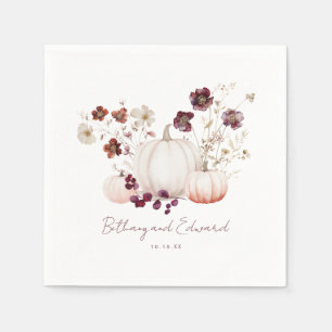 Boho Fall Floral Pumpkin Wedding Napkin