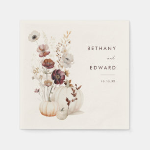 Boho Fall Floral Pumpkin Wedding Napkin