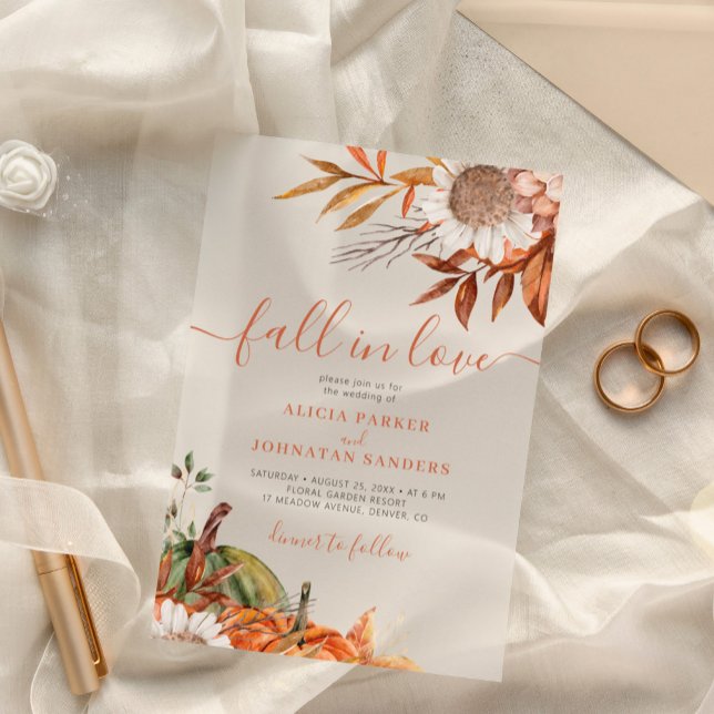 Boho fall floral rust terracotta leaves wedding acrylic invitations (Creator Uploaded)