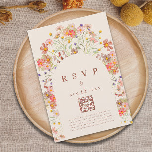 Boho Fall Floral Terracotta Wedding Meal Options RSVP Card