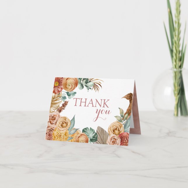 Boho Fall Floral Thank You Card (Front)