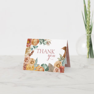 Boho Fall Floral Thank You Card