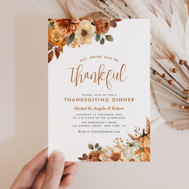 boho fall floral thanksgiving dinner invitation (Creator Uploaded)