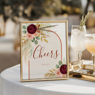 Boho Fall Floral Wedding Bar Cheers Table Sign