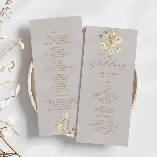 Boho Fall Floral Wedding Ceremony Program Programme (Creator Uploaded)