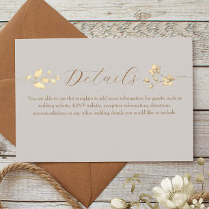 Boho Fall Floral Wedding Details Card