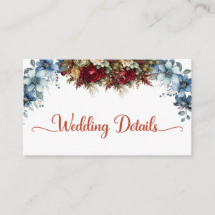 Boho Fall Floral Wedding Details Enclosure Card