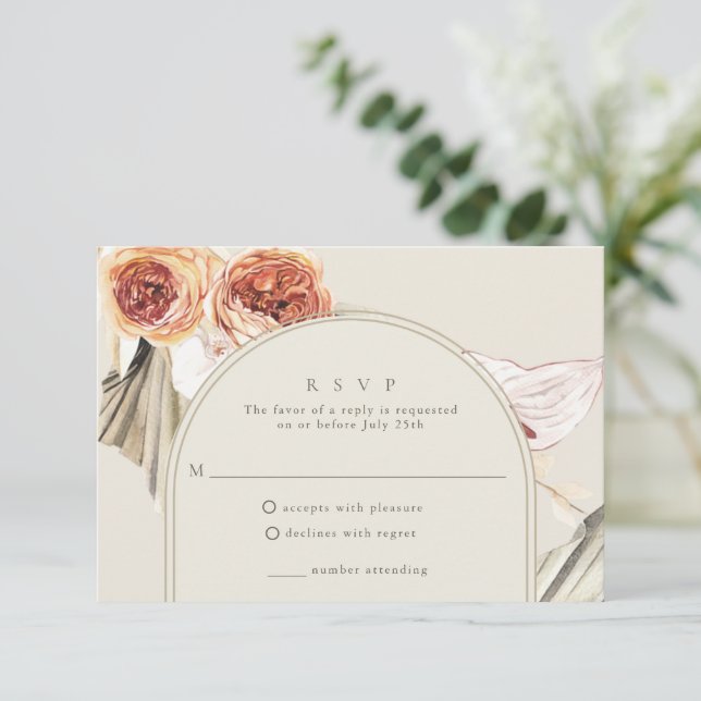 Boho Fall Floral Wedding RSVP Card (Standing Front)