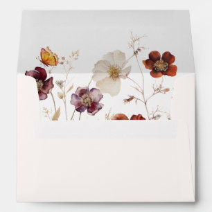 Boho Fall Florals Butterfly Wedding Envelope