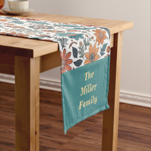 Boho Fall Florals Thanksgiving Dinner Customise Short Table Runner