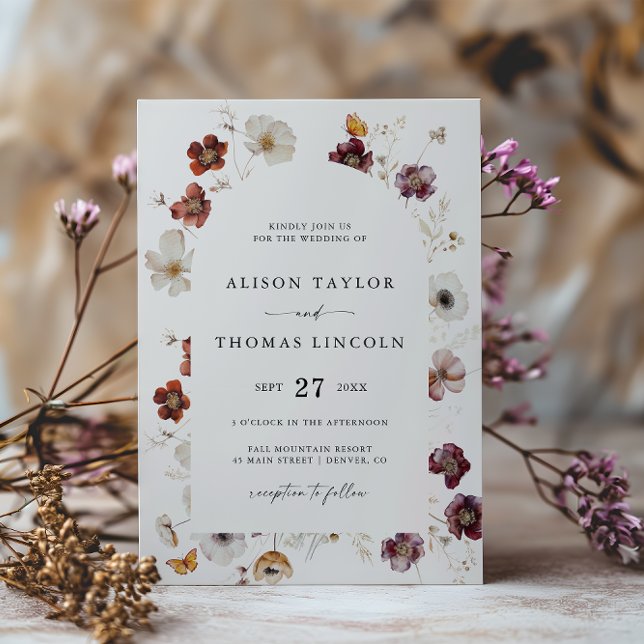 Boho Fall Florals Wedding Arch  Invitation (Creator Uploaded)