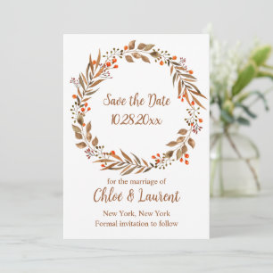 Boho Fall Flower Wreath Wedding Save The Date