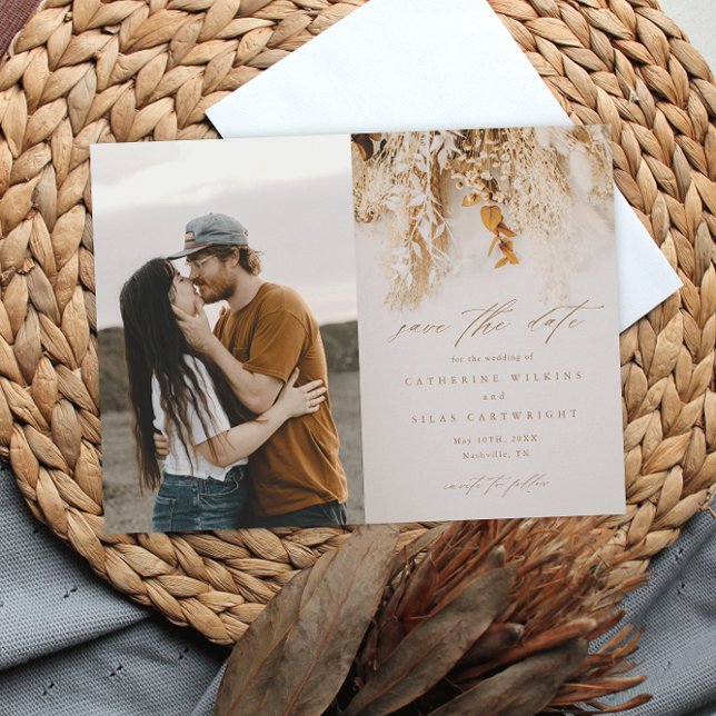 Boho Fall Flowers Photo Wedding Save The Date (Creator Uploaded)